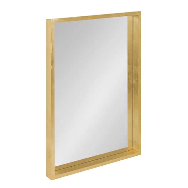 Kate and Laurel 24.25 in. H x 18.12 in. W Travis Modern Rectangle Framed Gold Accent Wall Mirror