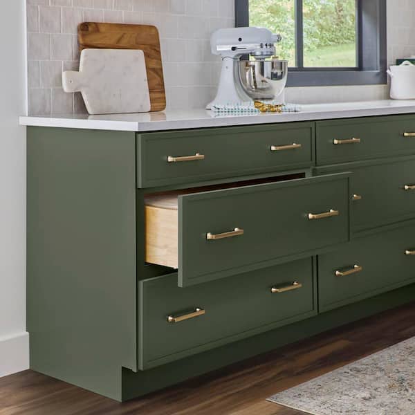 Leyton 30 in. W x 24 in. D x 34.5 in. H Ready to Assemble Plywood Slim Shaker Drawer Base Kitchen Cabinet in Fern Green