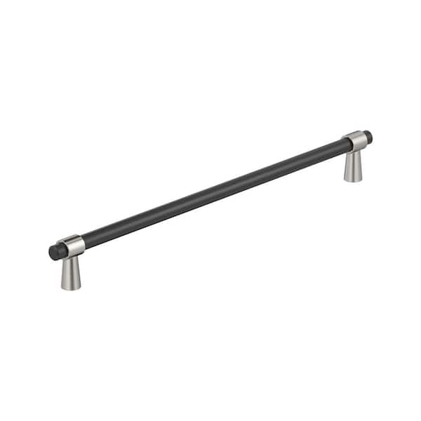 Mergence 12-5/8 in. (320 mm) Center-to-Center Matte Black/Polished Nickel Bar Cabinet Pull