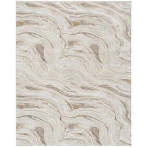 Glam Grey Gold 8 ft. x 10 ft. Abstract Contemporary Area Rug
