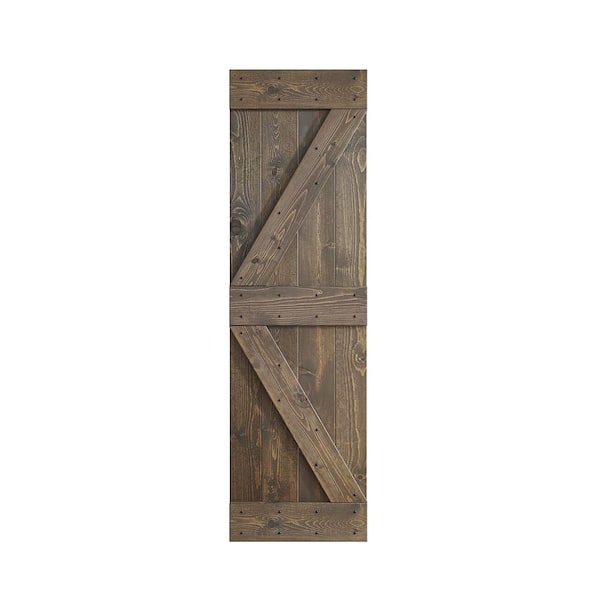 COAST SEQUOIA INC K Series 30 in. x 84 in. Smoky Gray DIY Knotty Pine Wood Barn Door Slab