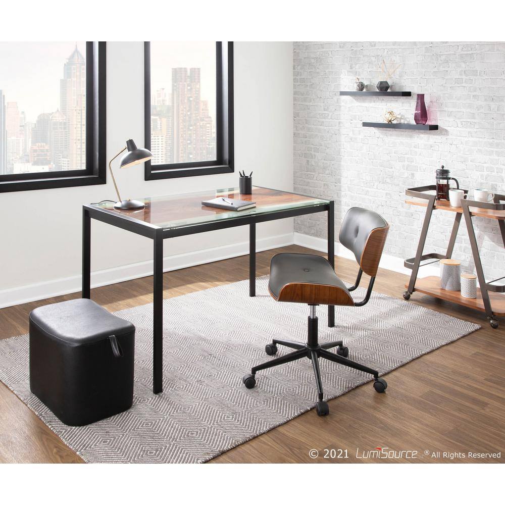 Rectangular Black Steel and Glass Dining Table