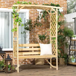 78 in. x 63 in. Garden Arbor Arch Trellis with 3 Seat Outdoor Bench for Grape Vines & Climbing Plants, Decor, Natural