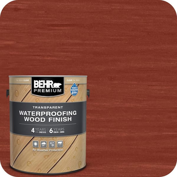 BEHR PREMIUM 1 gal. #T-112 Barn Red Transparent Waterproofing Exterior Wood Finish