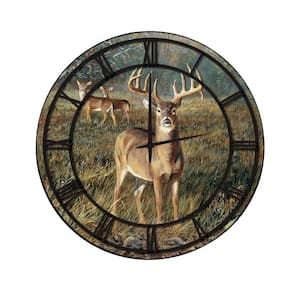 "First Light Buck" Full Coverage Art and Black Numbers Imaged Wall Clock