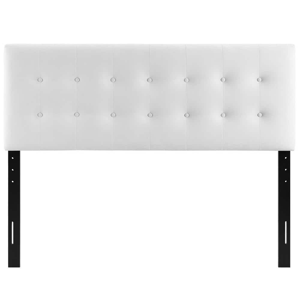 Emily White Faux Leather Tufted Full Headboard