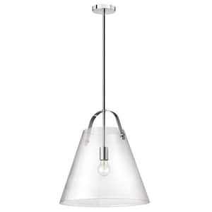 Polly 1-Light Polished Chrome Shaded Pendant Light with Clear Glass Shade