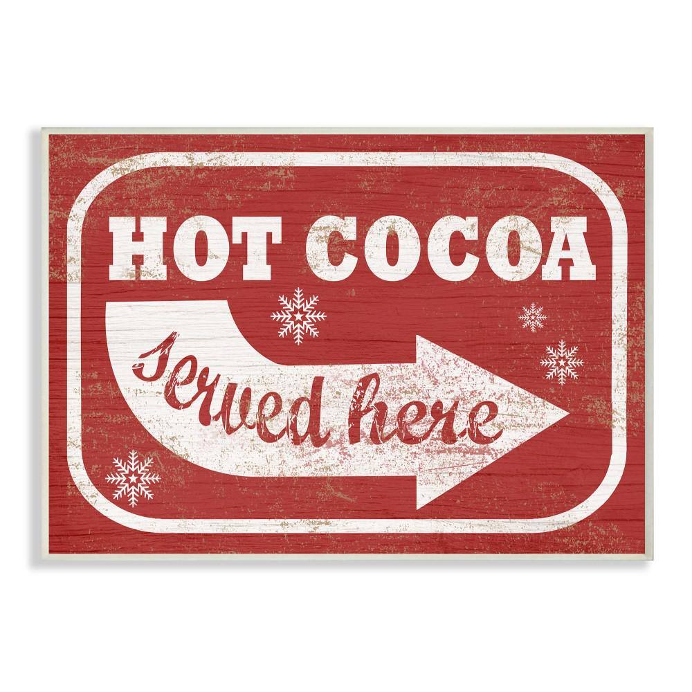 "12.5 in. x 18.5 in. ""Holiday White and Red Vintage Sign Hot Cocoa Served Here"" by Artist Daphne Polselli Wood Wall Art" price history on PriceWatchPro