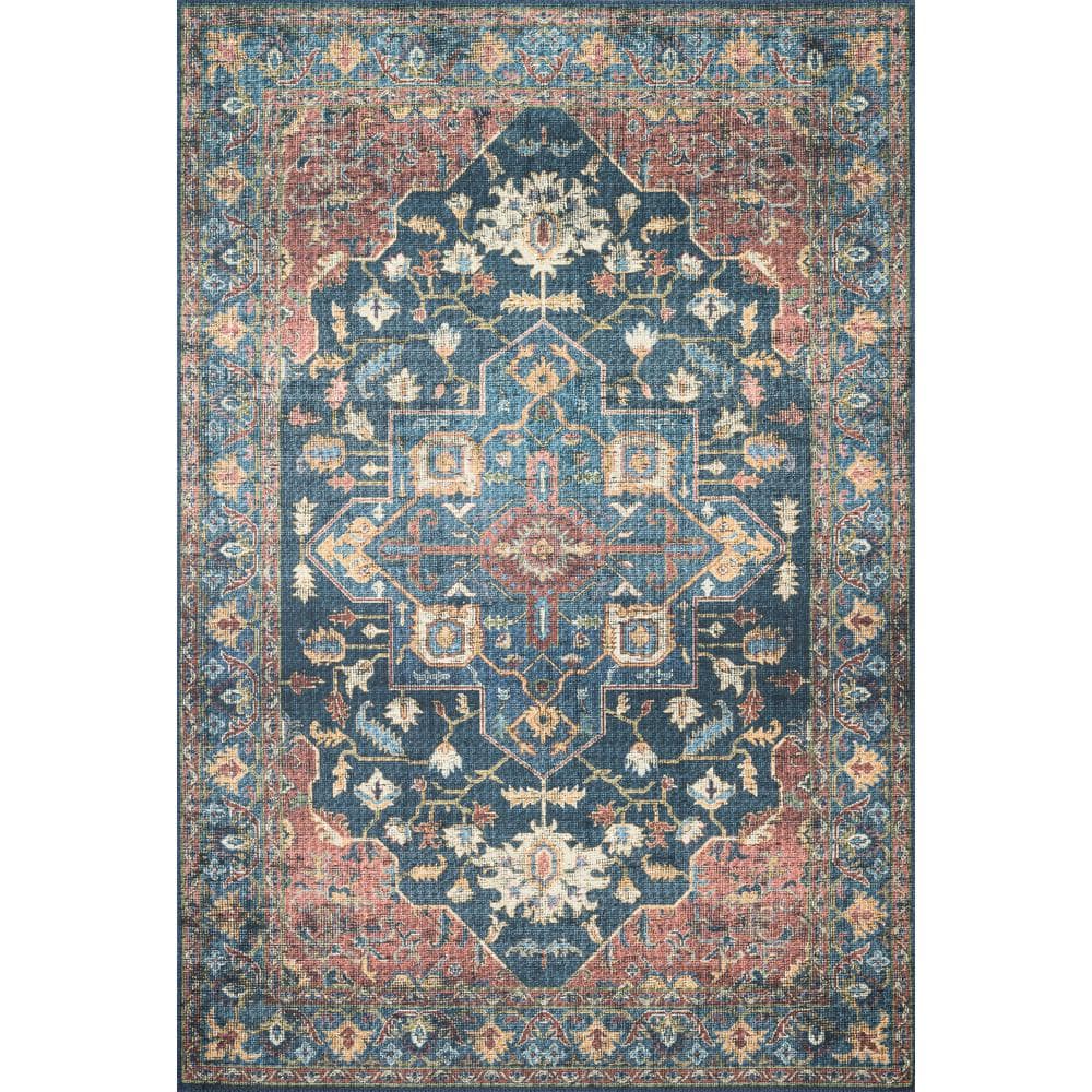 Skye Blue and Brick Vintage Bohemian Runner Rug