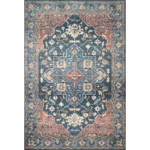 Skye Denim/Brick 2 ft. 6 in. x 7 ft. 6 in. Printed Boho Vintage Runner Rug