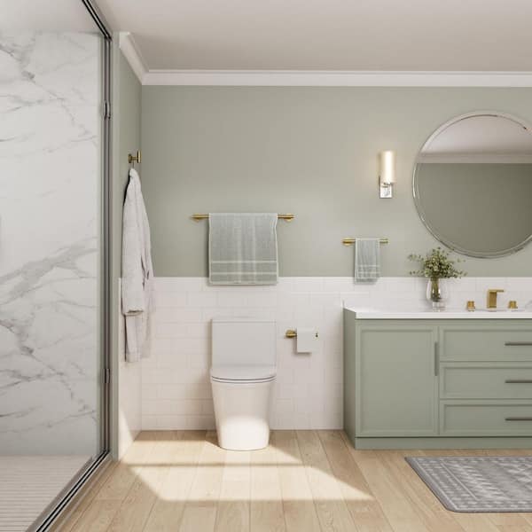 23.6 in. 4-Piece Towel Rack Set Screw-In with Mounting Hardware in Brushed Gold Stainless Steel