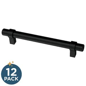 12-Pack Simple Wrapped Bar 5-1/16 in. (128 mm) Modern Matte Black Cabinet Drawer Pulls