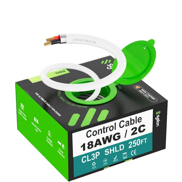 250 ft. 18/2 White CMP Plenum-Rated Stranded-Sheilded Bare Copper Security/Alarm/Control/Sound Wire