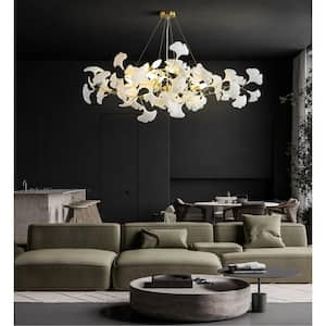 6-Light Gold Chandelier, Luxury Ginkgo Branch Chandelier for Living Room, Dining Room, Foyer, Kitchen Island-L 47 in.