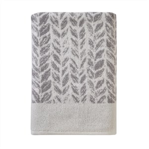 Distressed Leaves Bath Towel Gray