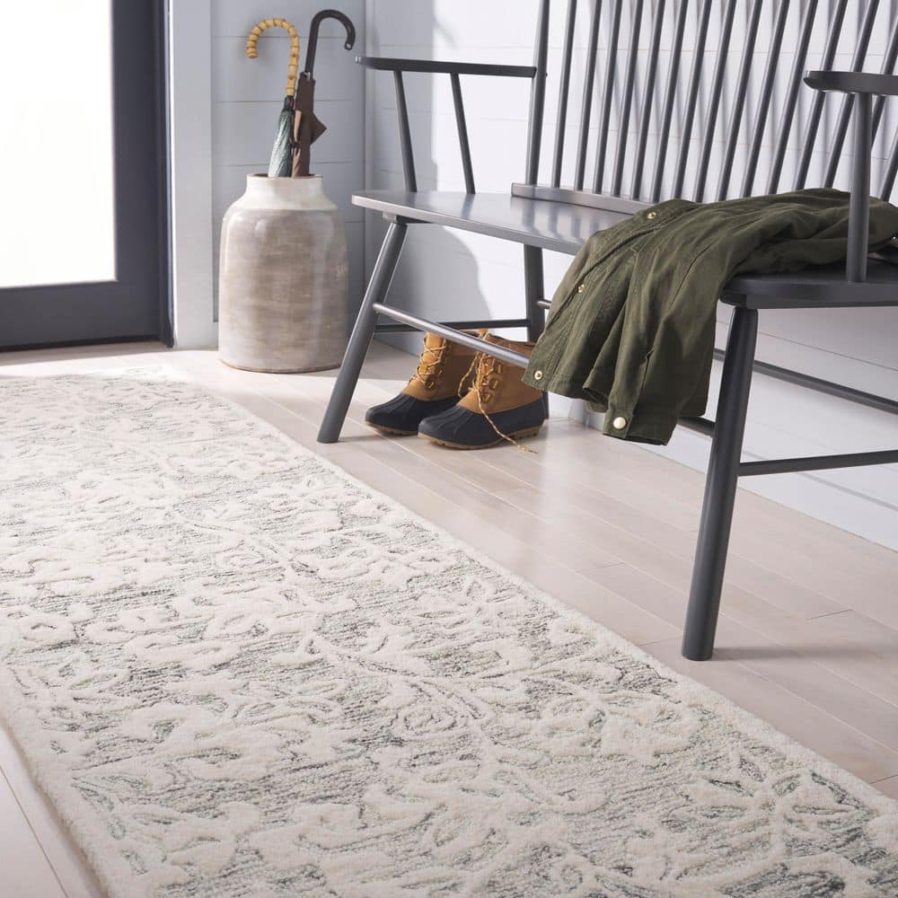 Martha Stewart 2 ft. x 9 ft. Gray/Ivory Ornate Border Runner Rug price history on PriceWatchPro