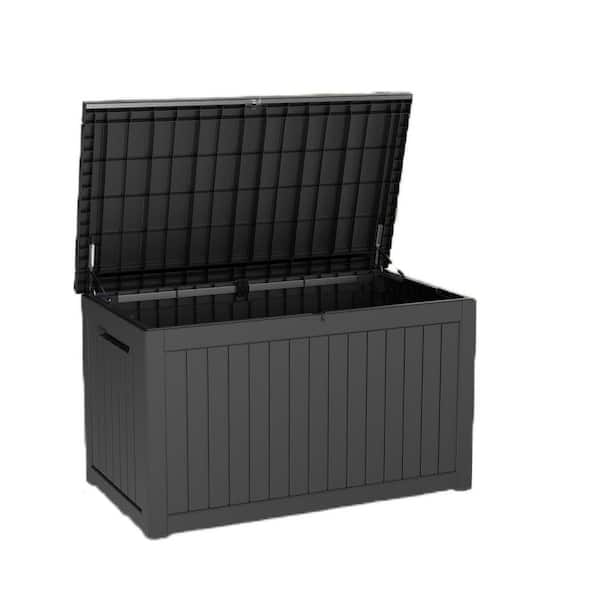 230 gal. Deck Box, Waterproof Resin Large Outdoor Storgae Box for Patio Furniture, Gardening Tools, Lockable (Black)
