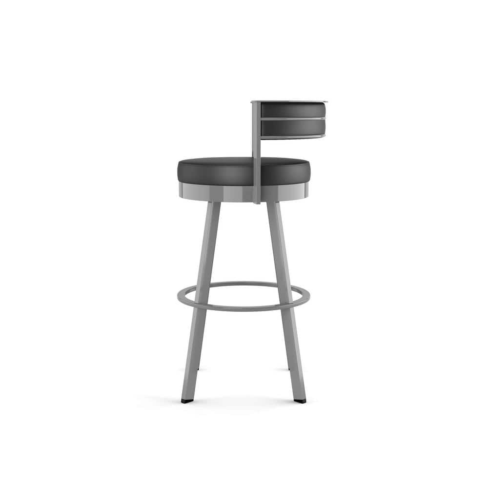Black Faux Leather and Metal Swivel Bar Stool