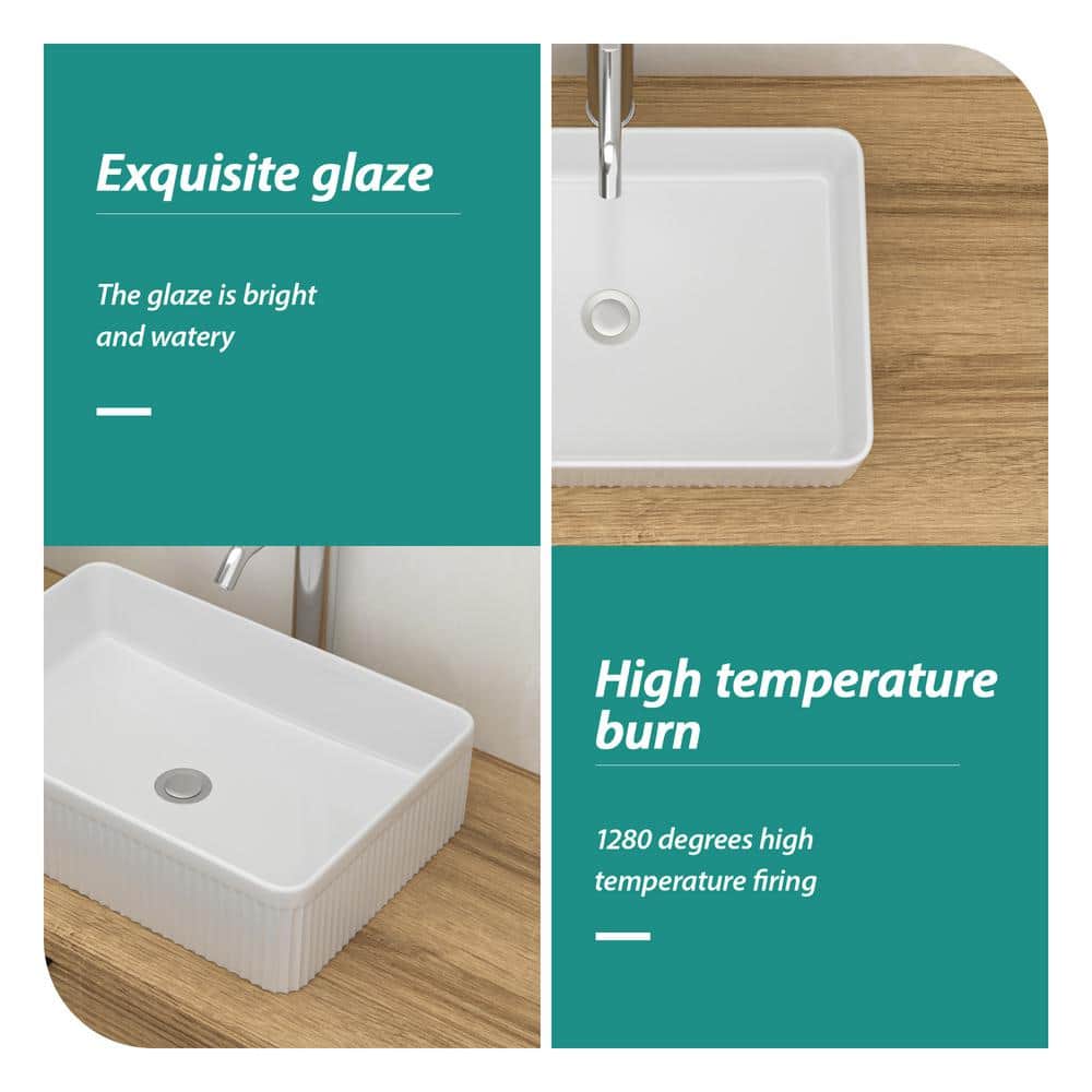 19.63" x 13.69" White Ceramic Rectangular Vessel Sink