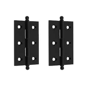2-1/2 in. x 1-7/10 in. Matte Black Solid Extruded Brass Loose Pin Mortise Cabinet Hinge (1-Pair)