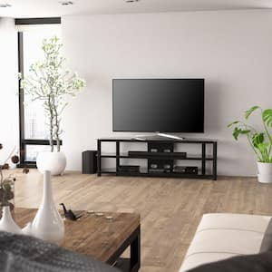 Travers Black Gloss TV Bench with Open Shelves for TVs up to 70 in.