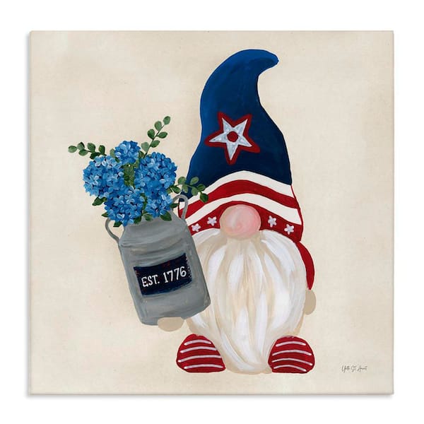 Stupell Industries Gnome and Americana Bouquet by Yvette St. Amant Unframed Nature Graphic Art Print 17 in. x 17 in.