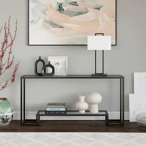 Athena 64 in. Blackened Bronze Rectangle Glass Console Table