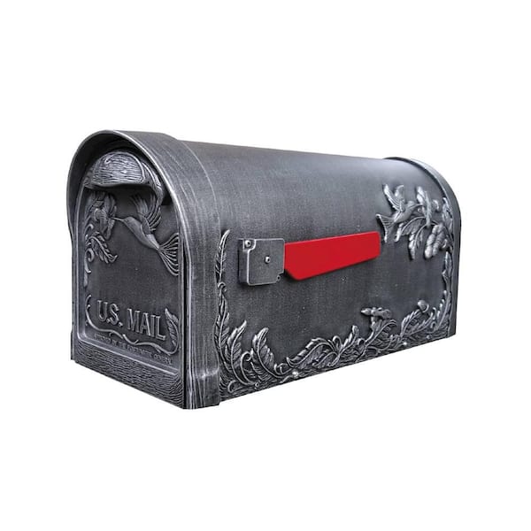 SPECIAL LITE PRODUCTS Hummingbird Swedish Silver Post Mount Mailbox