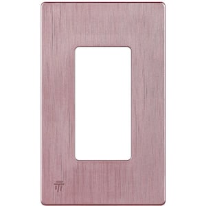 Elite 4.68 in. H x 2.93 in. L, Brushed Rose Gold 1-Gang Screwless Decorator Wall Plate