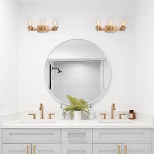 Modern Industrial 3-Light Dark Gold Bathroom Vanity Light Glam Powder Room Wall Light with Seeded Glass Shades