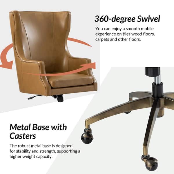 Fabio 25.5 in. W Genuine Leather Tilting Executive Chairs in Camel