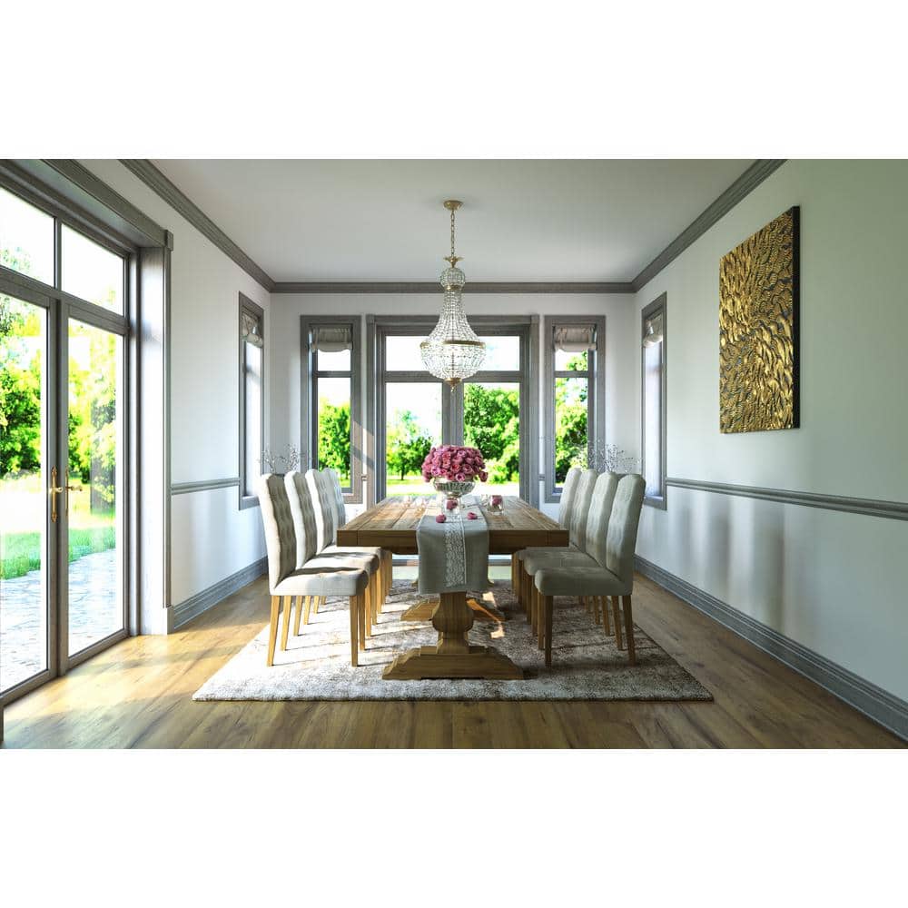 Gray Stained Colonial White Hardwood Chair Rail Moulding