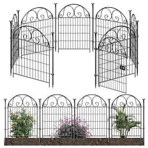 Black 40 in. Metal Garden Fence, Tall Animal Barrier with Gate, Heavy Duty Defense for Yard and Garden, 18 ft. Total