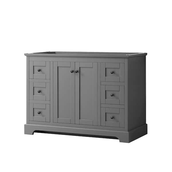 Wyndham Collection Avery 47.25 in. W x 21.75 in. D x 34.25 in. H Single Bath Vanity Cabinet without Top in Dark Gray