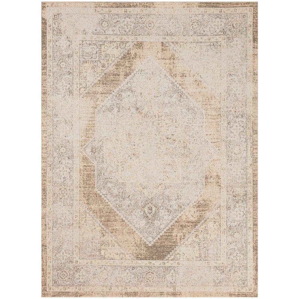 Astra Machine Washable Beige 5 ft. x 7 ft. Center medallion Traditional Area Rug price history on PriceWatchPro