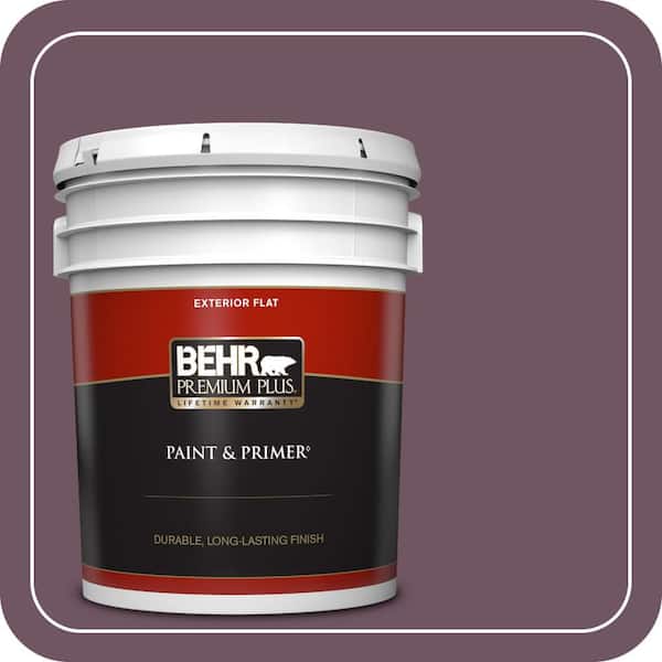 BEHR PREMIUM PLUS 5 gal. #S110-7 Exotic Eggplant Flat Exterior Paint & Primer