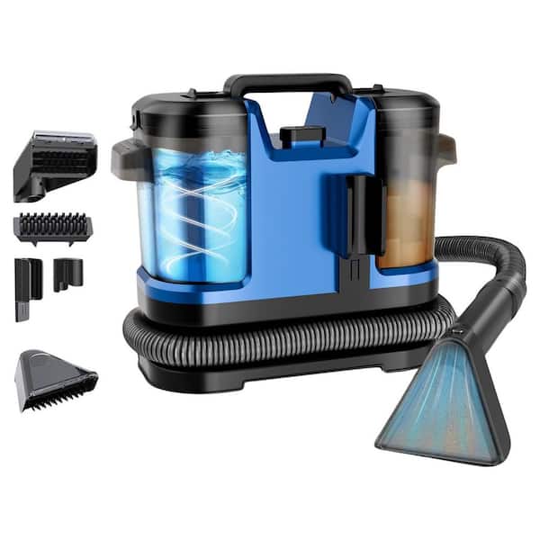 450W Carpet Cleaner w 18KPa Suction, 0.8L+1.8L Tanks, 5ft Hose, 16.4ft Cord, Self-Cleaning for Carpets Sofas Cars Blue