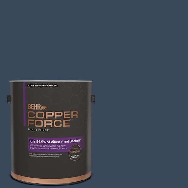 COPPER FORCE 1 gal. #M500-7 Very Navy Eggshell Enamel Virucidal and Antibacterial Interior Paint & Primer