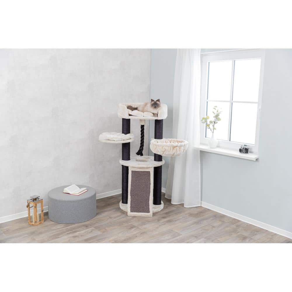 Bovina 55.5" Black and Cream Sisal Cat Tower with Hammock