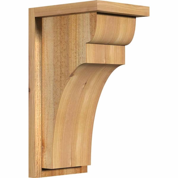 Ekena Millwork 8 in. x 10 in. x 18 in. Western Red Cedar Yorktown Rough Sawn Corbel with Backplate