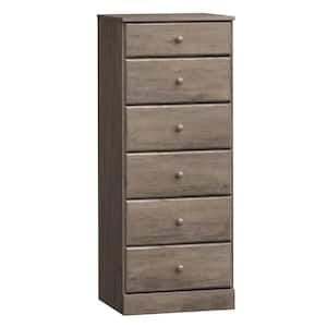 Astrid Drifted Gray Finish 6-Drawer Tall Chest of Drawers (52 in H. x 20 in W. x 16 in D.)