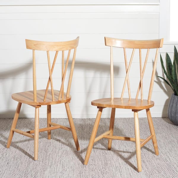 SAFAVIEH Friar Natural 17.12 in. Wood Dining Chair (Set of 2)