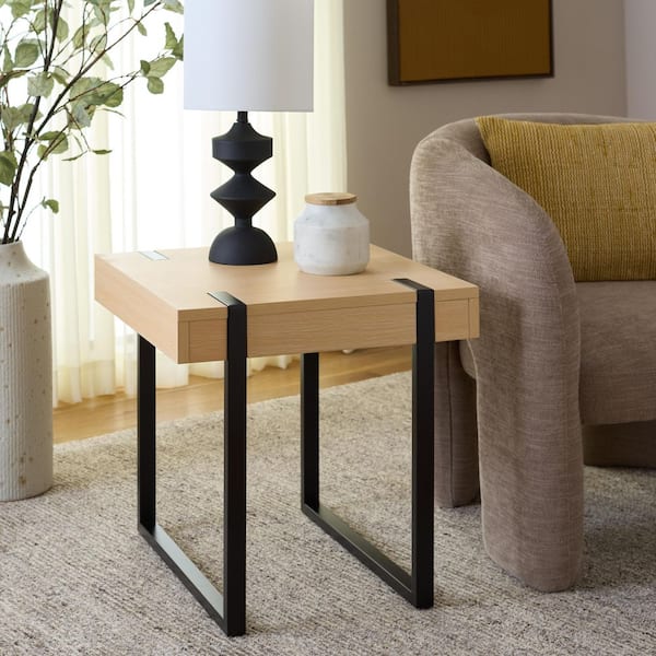 Klausner 19.7 in. Sand Wood Accent End Table
