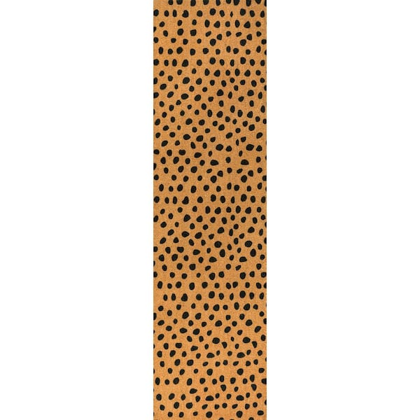 Peater Classic Casual Commerical Natural Coir Natural/Black Dot 2 ft. 2 in. x 8 ft. Indoor/Outdoor Runner Rug