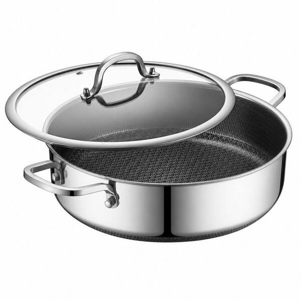 5 qt. 12 in. Stainless Steel Saute Pan with Lid, Dishwasher and Oven Safe, Works on Induction, Ceramic and Gas Cooktops