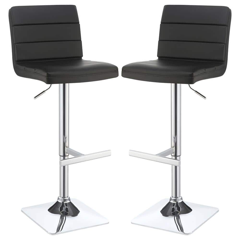 Contemporary Black Leatherette Swivel Adjustable Bar Stool