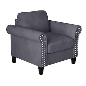 New Classic Furniture Alani Gray Polyester Accent Armchair with Nail Head Trim