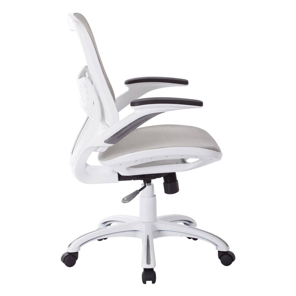 Riley White Mesh Executive Swivel Management Chair with Adjustable Arms
