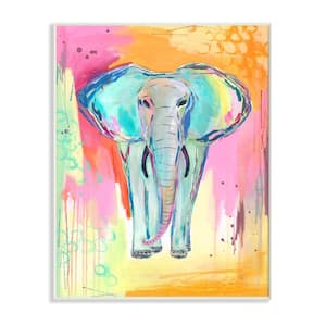 "Colorful Elephant" by Jennifer McCully Unframed Animal Wood Wall Art Print 13 in. x 19 in.