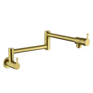 Wall Mounted Pot Filler with Double Handle in Brushed Gold